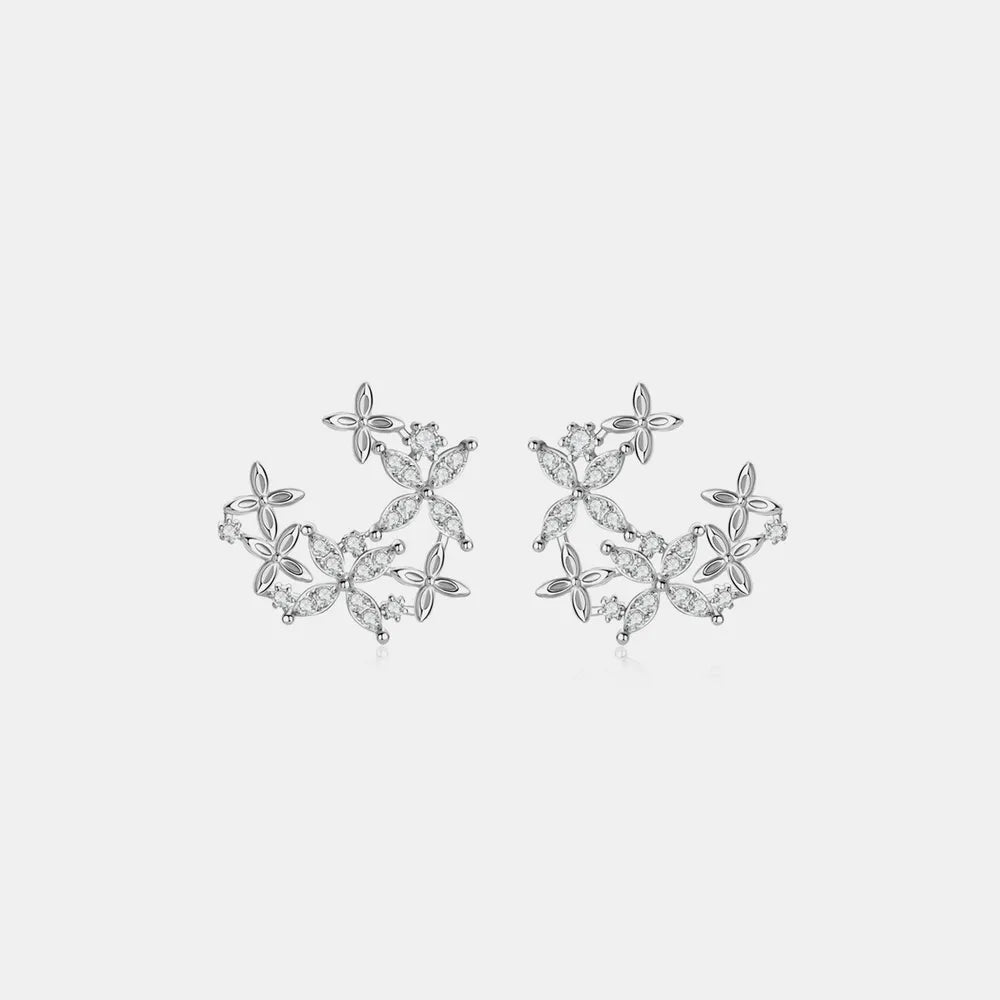 925 Sterling Silver Moissanite Lucky Clover Earrings - Korvel