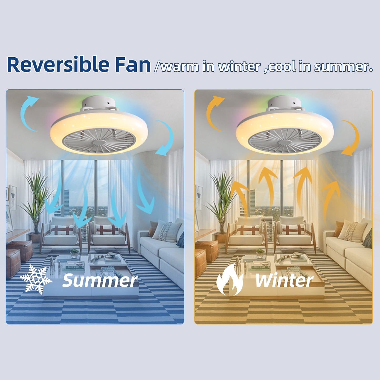 18" Smart LED Bladeless Ceiling Fan with Remote Control