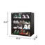 4 Layers Black Shoe Cabinet with Glass Door and Glass Layer Shoes Display Cabinet with LED light Bluetooth Control - Korvel