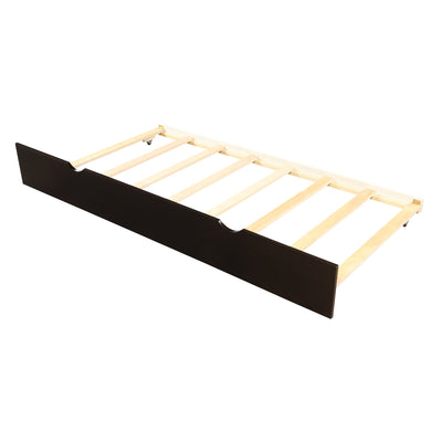 Platform Bed with Twin Size Trundle, Twin Size Frame, Espresso - Korvel