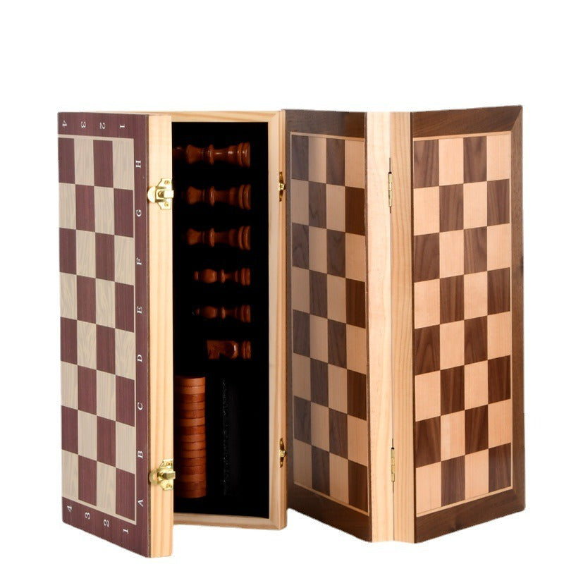 Wooden magnetic chess international checker solid wood chess pieces send the original queen two-in-one combination - Korvel