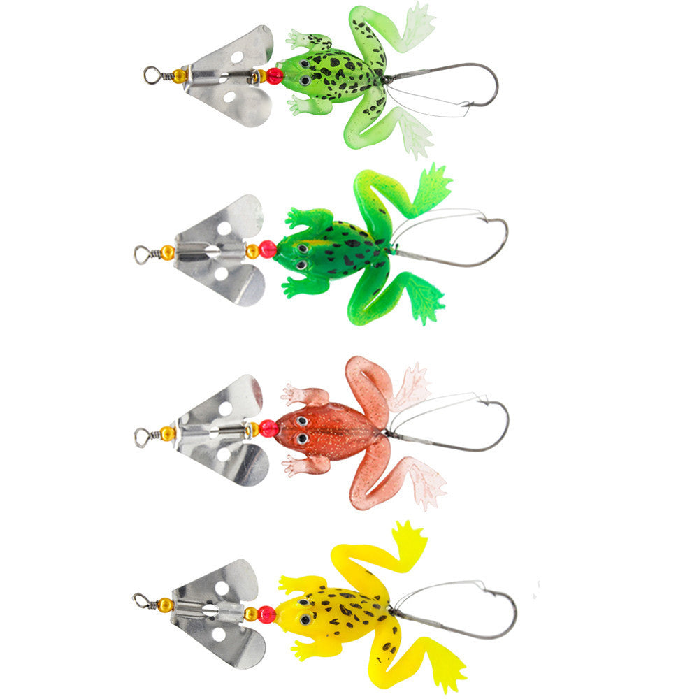 Frogs Fishing Lure Set 4pcs/LOT Rubber Soft Fishing Lures Bass SpinnerBait spoon Lures carp fishing tackle - Korvel