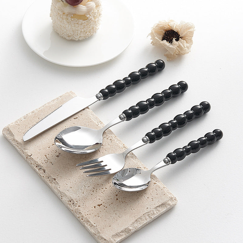 Set of 4 Stainless Steel price Creative Stainless Steel Colorful Pearl Handle Spoon Fork Knife High End Cutlery Set - Korvel