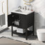 Meuble de salle de bain moderne noir de 24" avec évier en céramique élégant