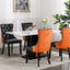 Tufted Solid Wood Contemporary PU and Velvet Upholstered Dining Chair with Wood Legs Nailhead Trim 2-Pcs Set Black+Orange - Korvel
