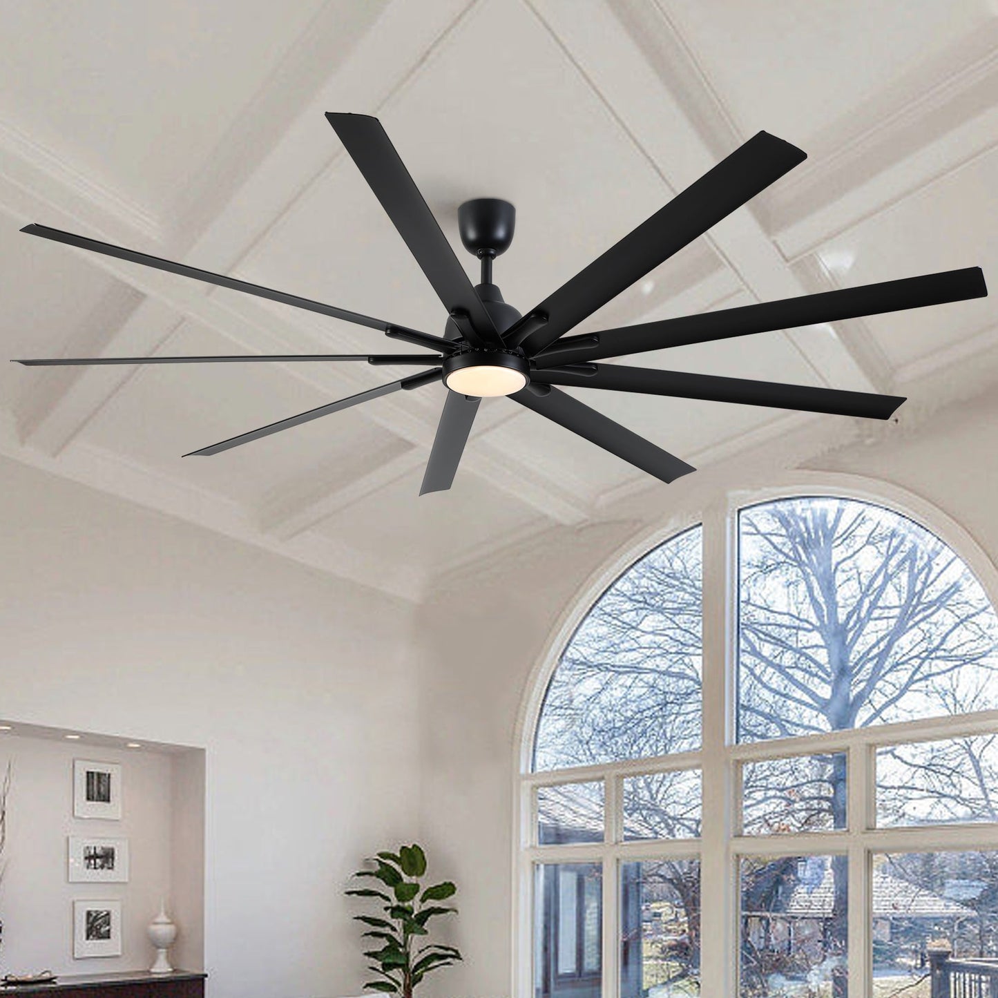 84-Inch Super Large Black Ceiling Fan with Remote Control