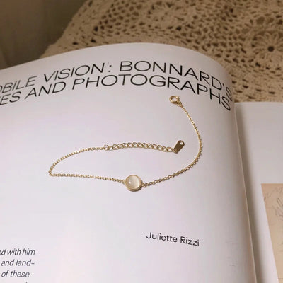 925 Sterling Silver White Chalcedony Bracelet for Girl Korean Style Simple INS 18k Gold Plated Bracelet Fine Jewelry - Korvel