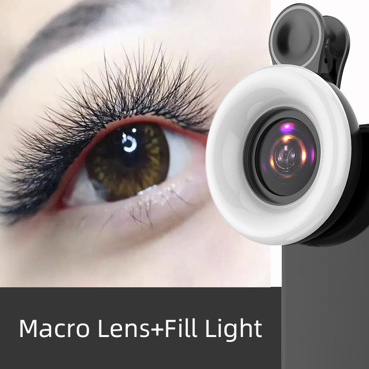 Mobile Phone Lens 15x Macro Lens Beauty Shooting Eyelashes Nails Make-Up Makeup Photo Fill Light LQ190 - Korvel