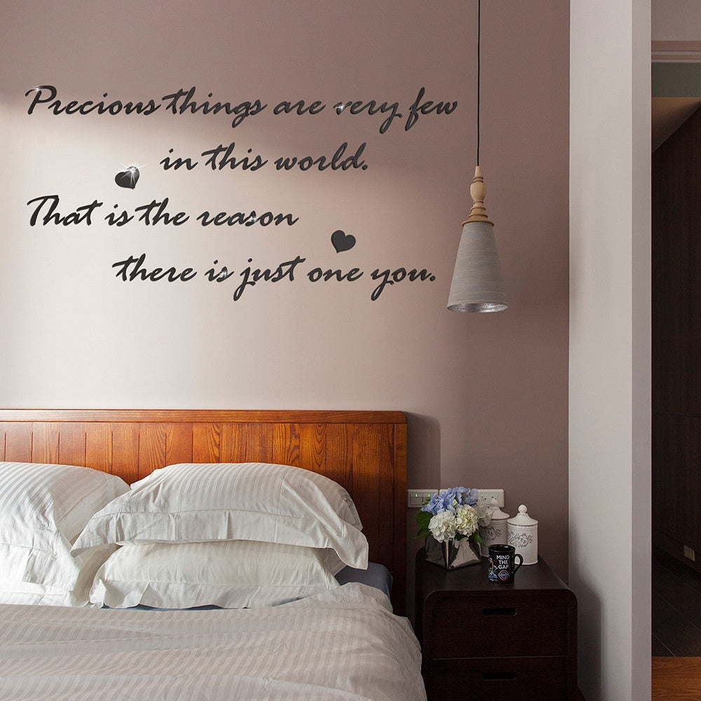 Elegant Acrylic Mirror Surface Wall Sticker - Literary Design