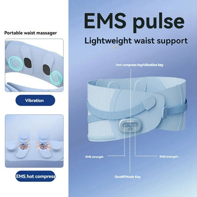 Shaping waist support belt waist massager massage belt EMS pulse hot compress vibration waist - Korvel