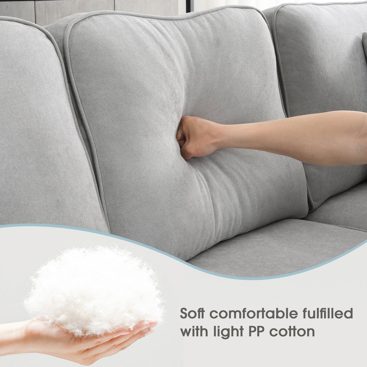 [VIDEO provided] [New] 108*85.5" Modern U Shape Sectional Sofa 7 Seat Fabric Sectional Sofa Set - Korvel