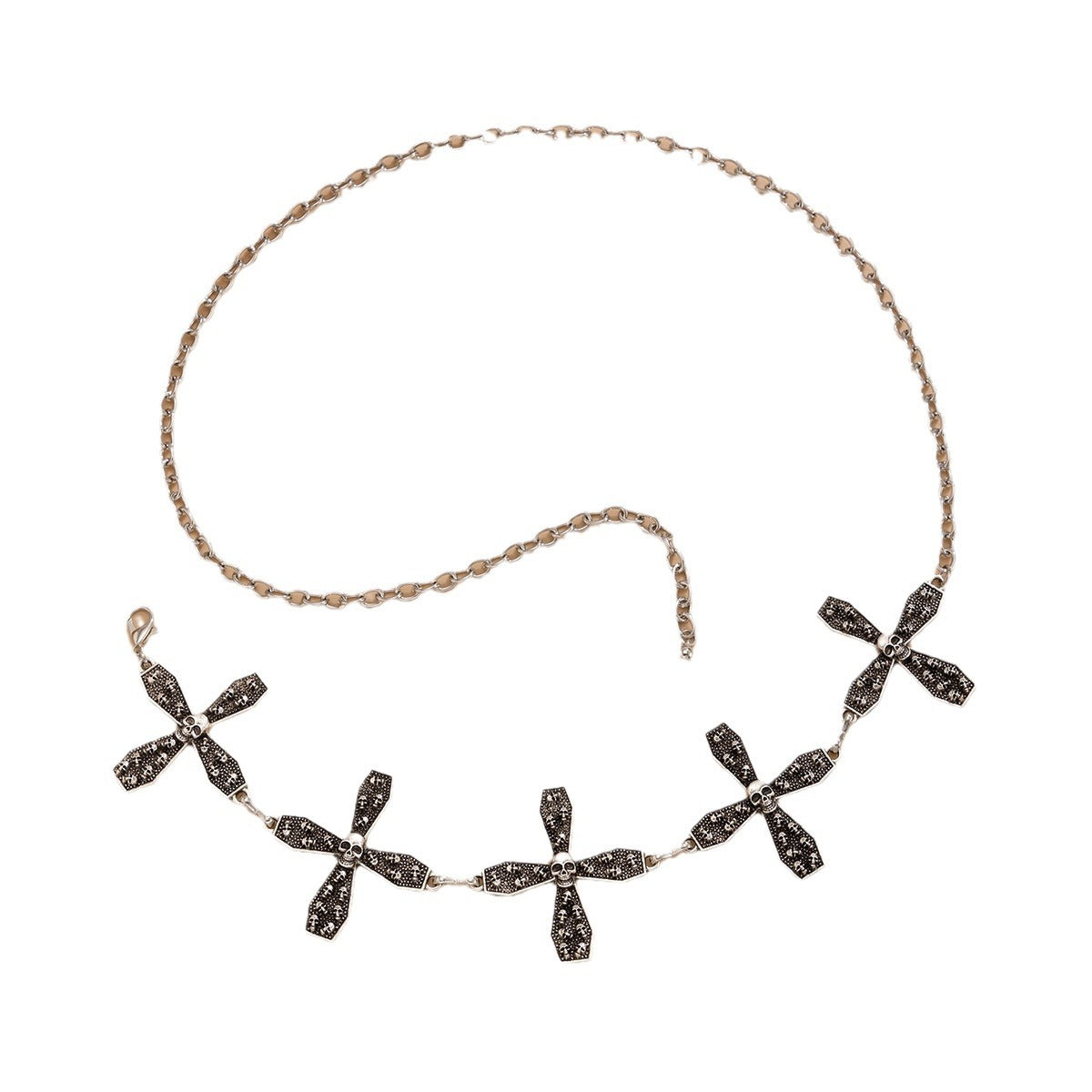 Gothic style spider web iron chain body chain retro carved sunflower alloy waist chain - Korvel
