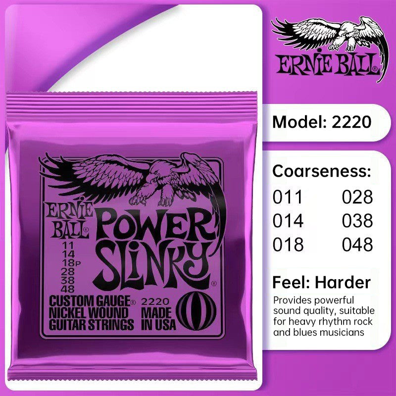 6 sets of Ernie Ball Slinky guitar strings (models 2003, 2215, 2223, 2221, nickel - wound) for electric & acoustic guitars - Korvel