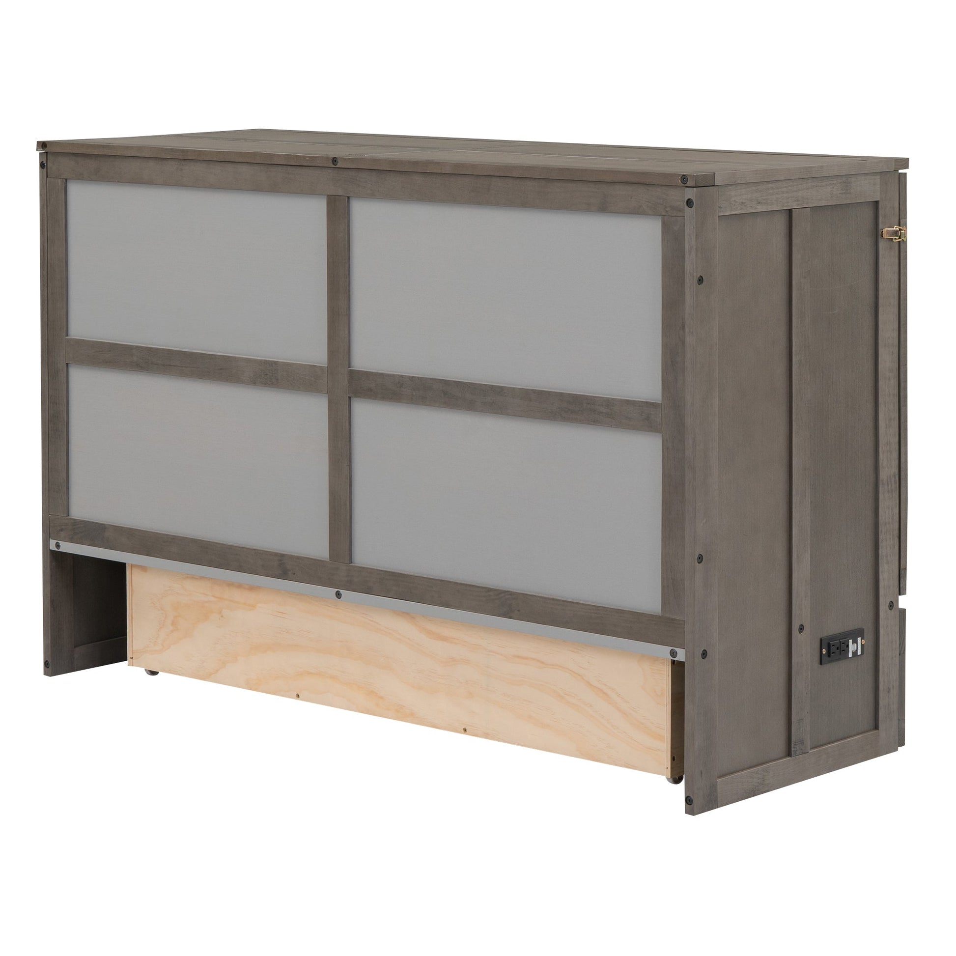 Queen Size Murphy Bed with Built-In Charging Station  Antique Grey - Korvel