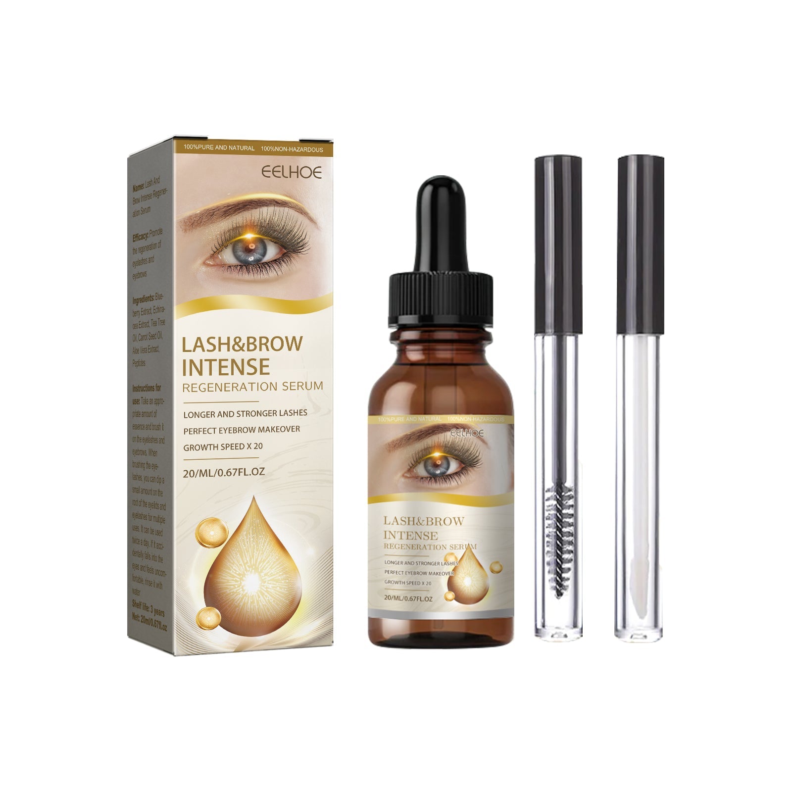 Mascara Gentle, Flawless, Long And Curling Eyelash Moisturizes Dark And Thick Brows - Korvel