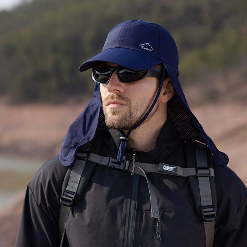 1pc Summer Baseball Cap with Detachable 360° Neck Sun Flap. For men, hiking, fishing, outdoor. - Korvel