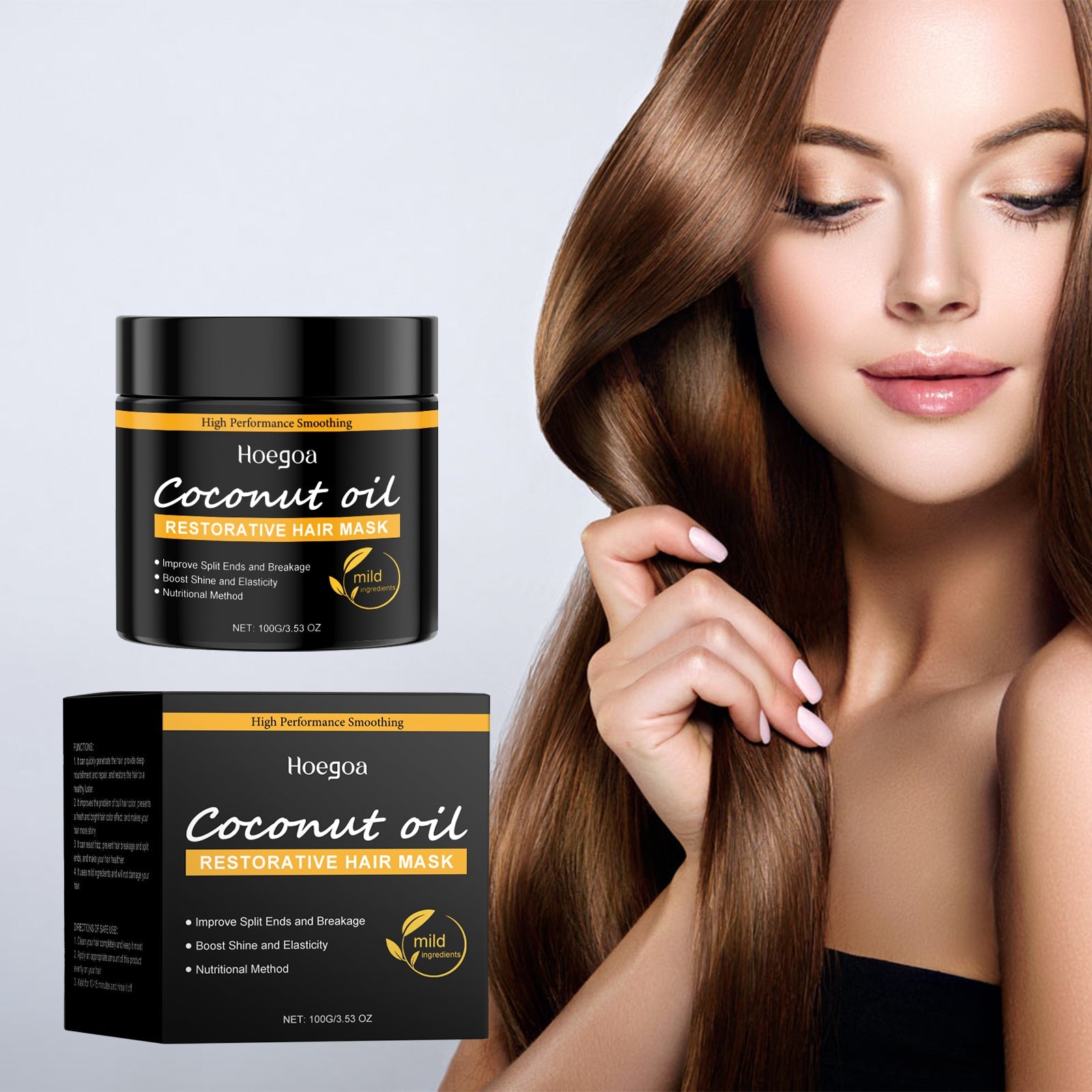 Coconut Oil Hair Mask Repair Dry Hair, Smooth And Glossy Hair Care Coconut Oil Hair Mask - Korvel