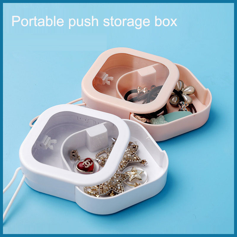 Jewelry box, portable travel storage box, hair accessories, earrings, earrings, bracelets, necklaces, headbands, portable push b - Korvel