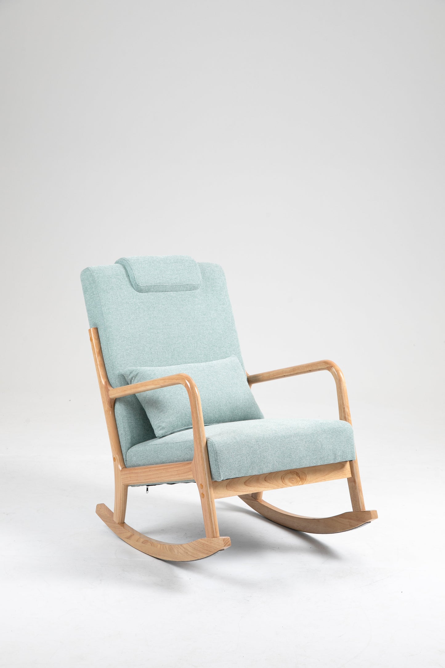 Premium Upholstered Rocking Chair with Lumbar Pillow