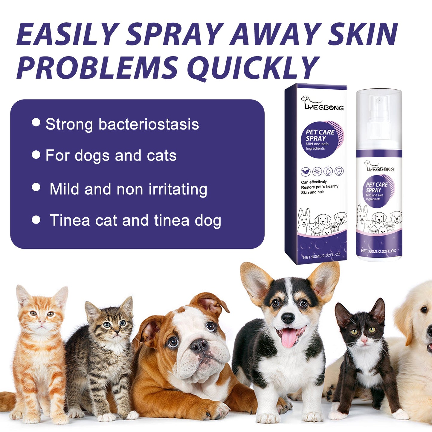 Spray de soins pour animaux de compagnie premium pour l'entretien de la peau et du pelage