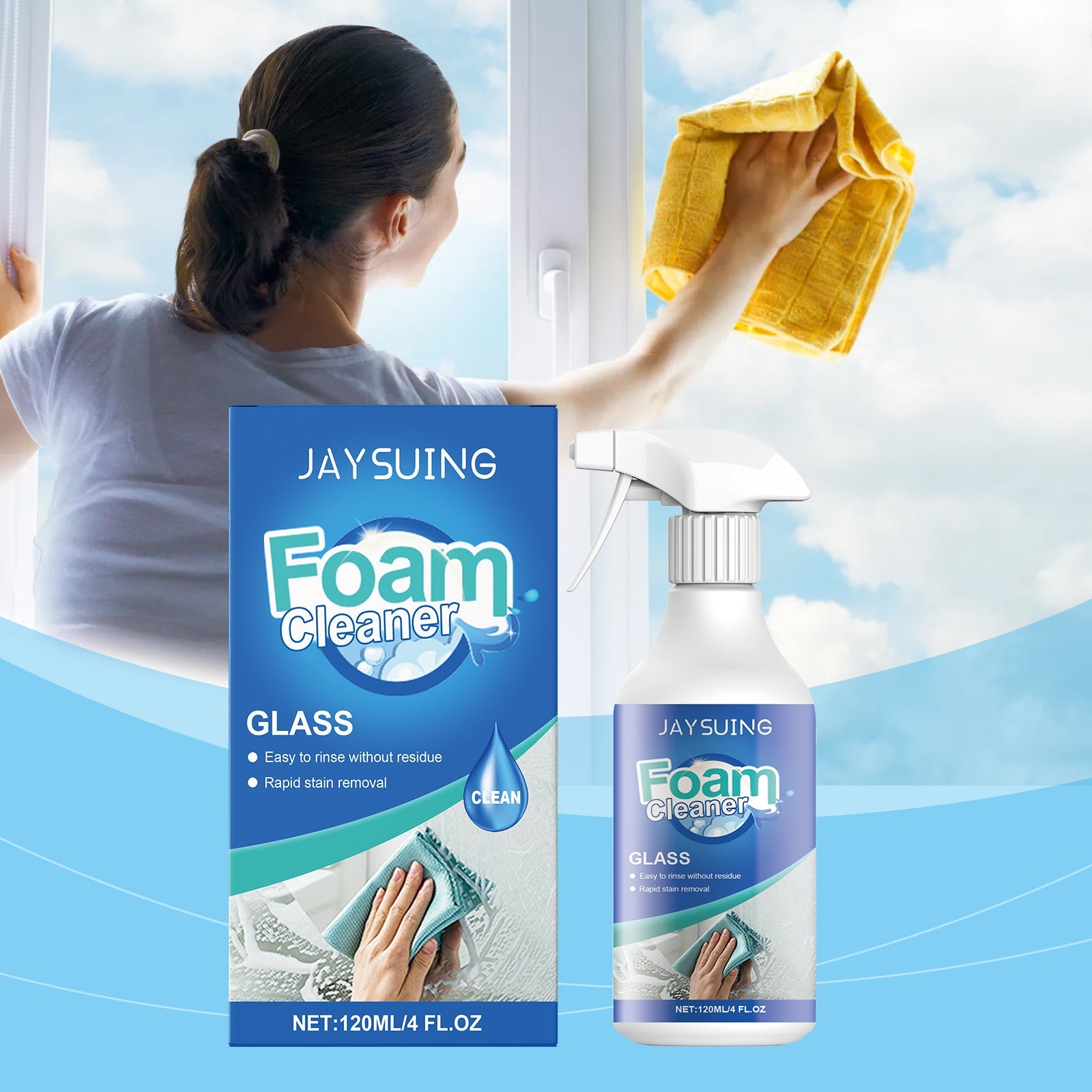 Glass Foam Cleaner cleans oil stains with refurbished daily maintenance glass cleaning spray - Korvel