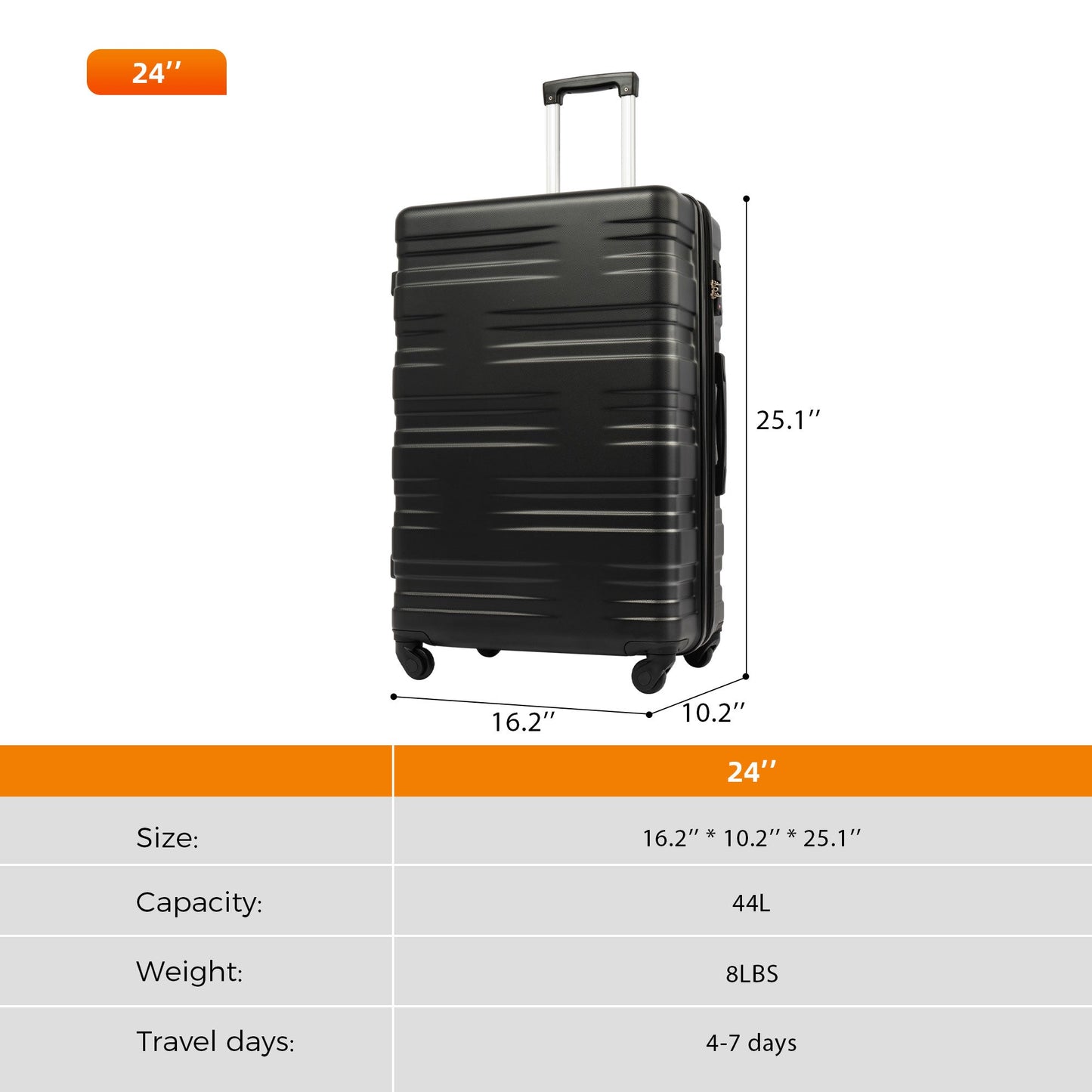 Valise cabine extensible rigide Merax 24" avec serrure TSA