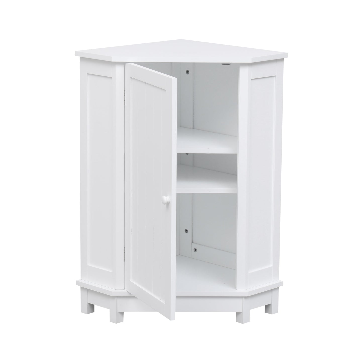 Modern White Triangle Corner Bathroom Cabinet with Adjustable Shelf