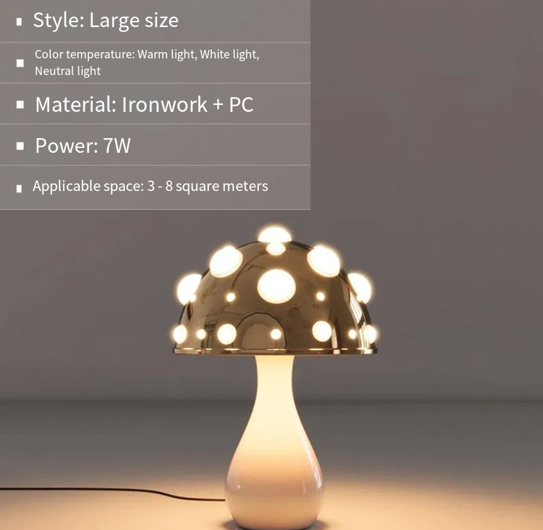 Mushroom Decorative Desk Lamp Bedroom Headboard Dimming Atmosphere Student Dormitory Desktop Night Light - Korvel
