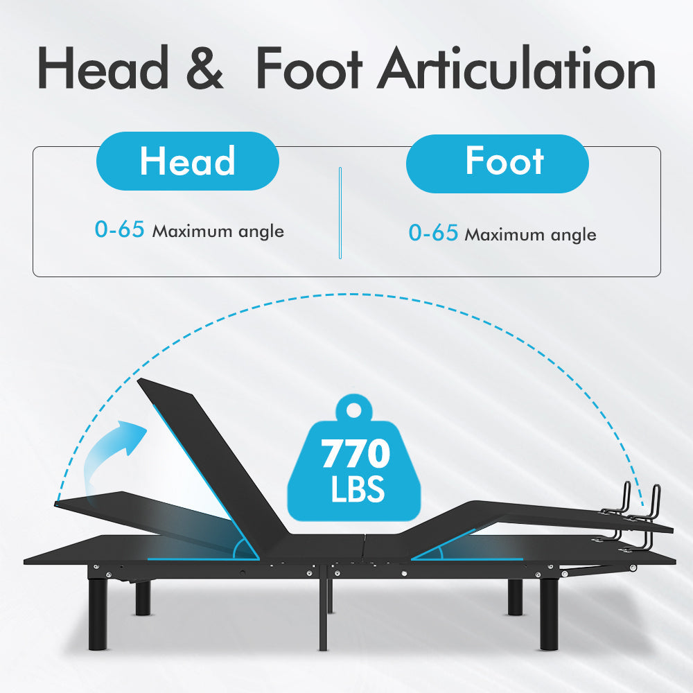 J300 Adjustable Bed Base Frame - Twin XL - Tilt - Zero Gravity - Underbed Lighting - Wireless Remote Control - A-Type-C Type - Korvel