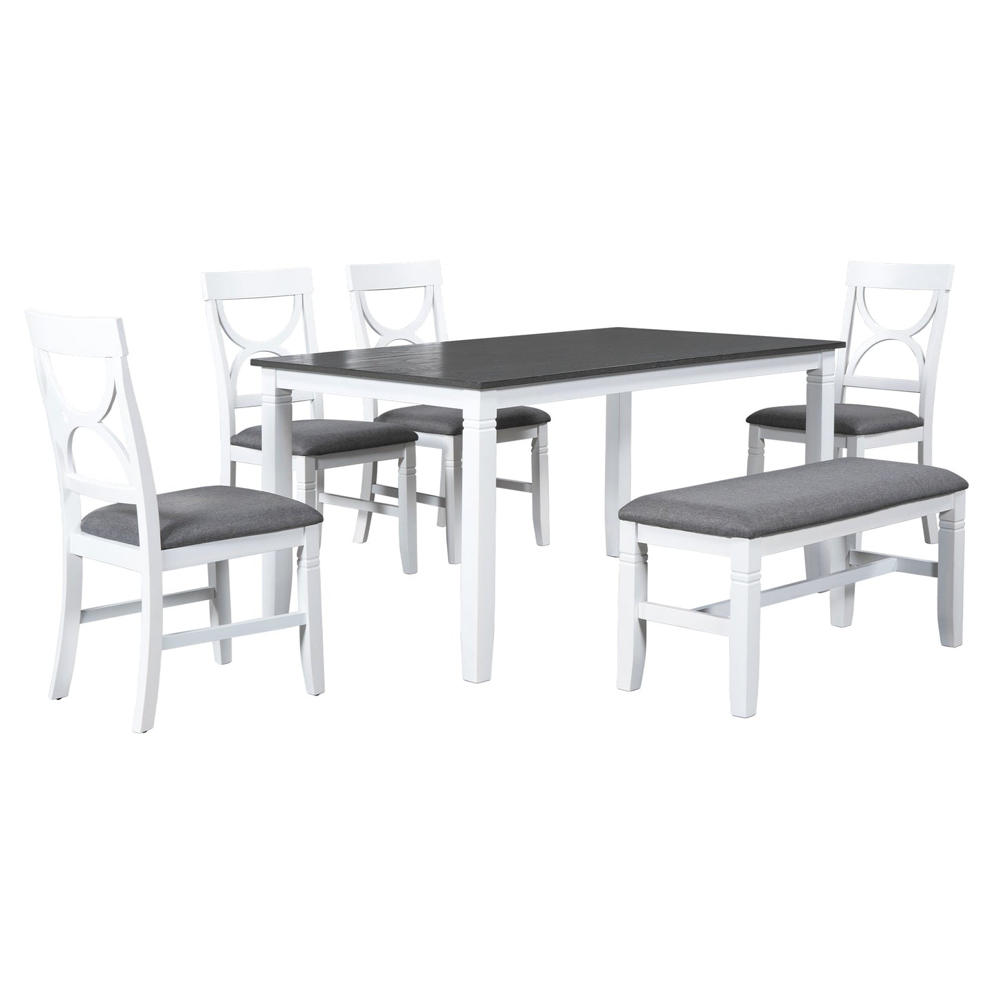TOPMAX 6-Piece Wood Dining Table Set - Farmhouse Style
