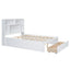 Full Size Platform Bed with Storage Headboard and 2 Drawers, White - Korvel