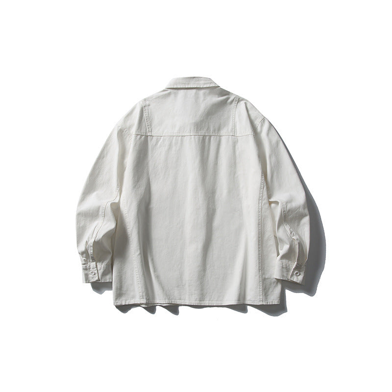 Chemise de travail décontractée à manches longues et poches pour hommes