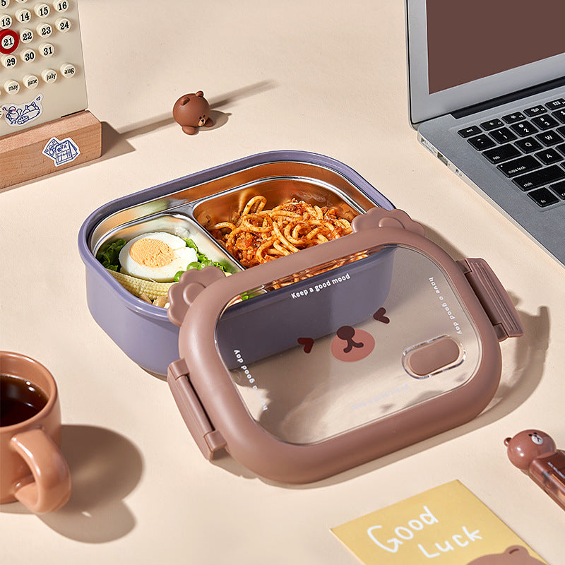 Cute Bear Stainless Steel Compartment Lunch Box