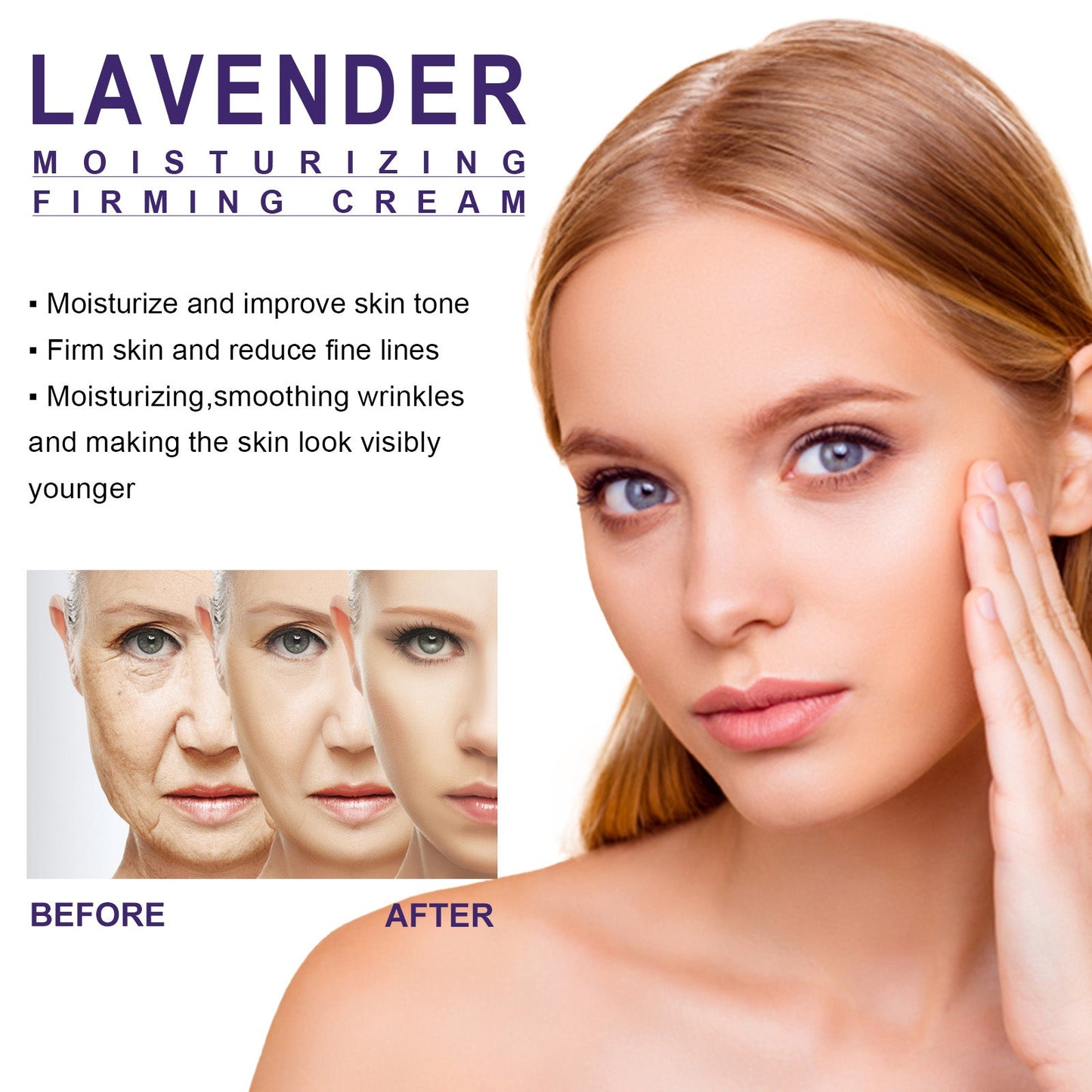 Lavender Moisturizing Firming Cream, Facial Repair Hydrating And Moisturizing Fine Line Reducing Essence Cream - Korvel