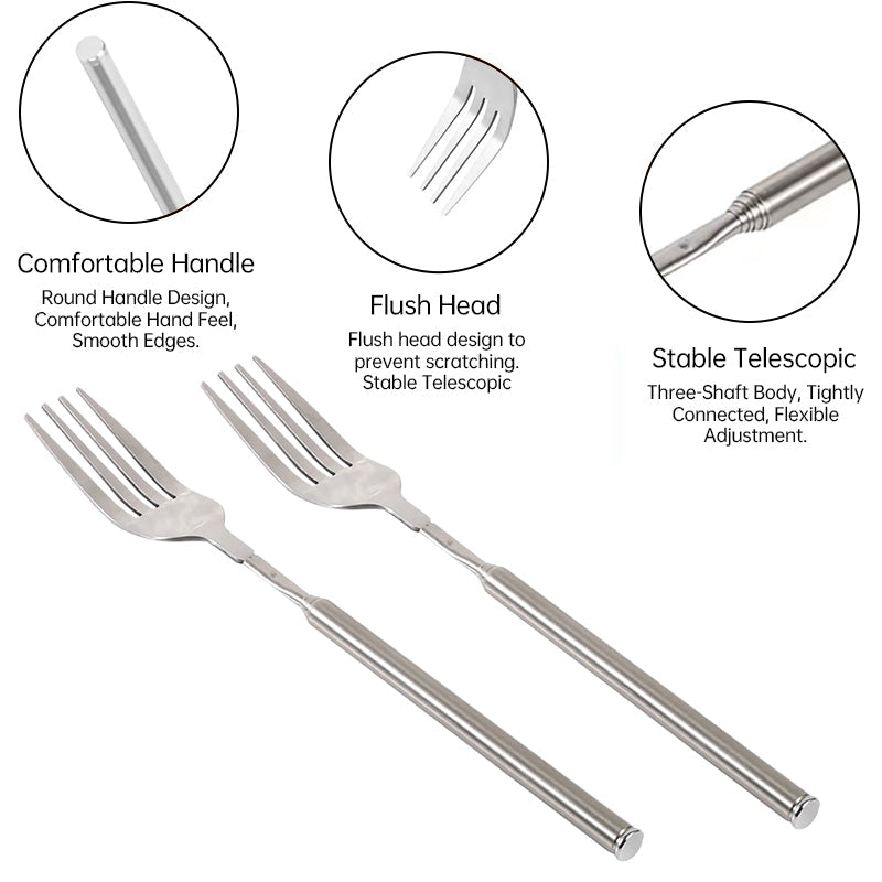 Fourchette télescopique en acier inoxydable premium pour le dîner et le barbecue