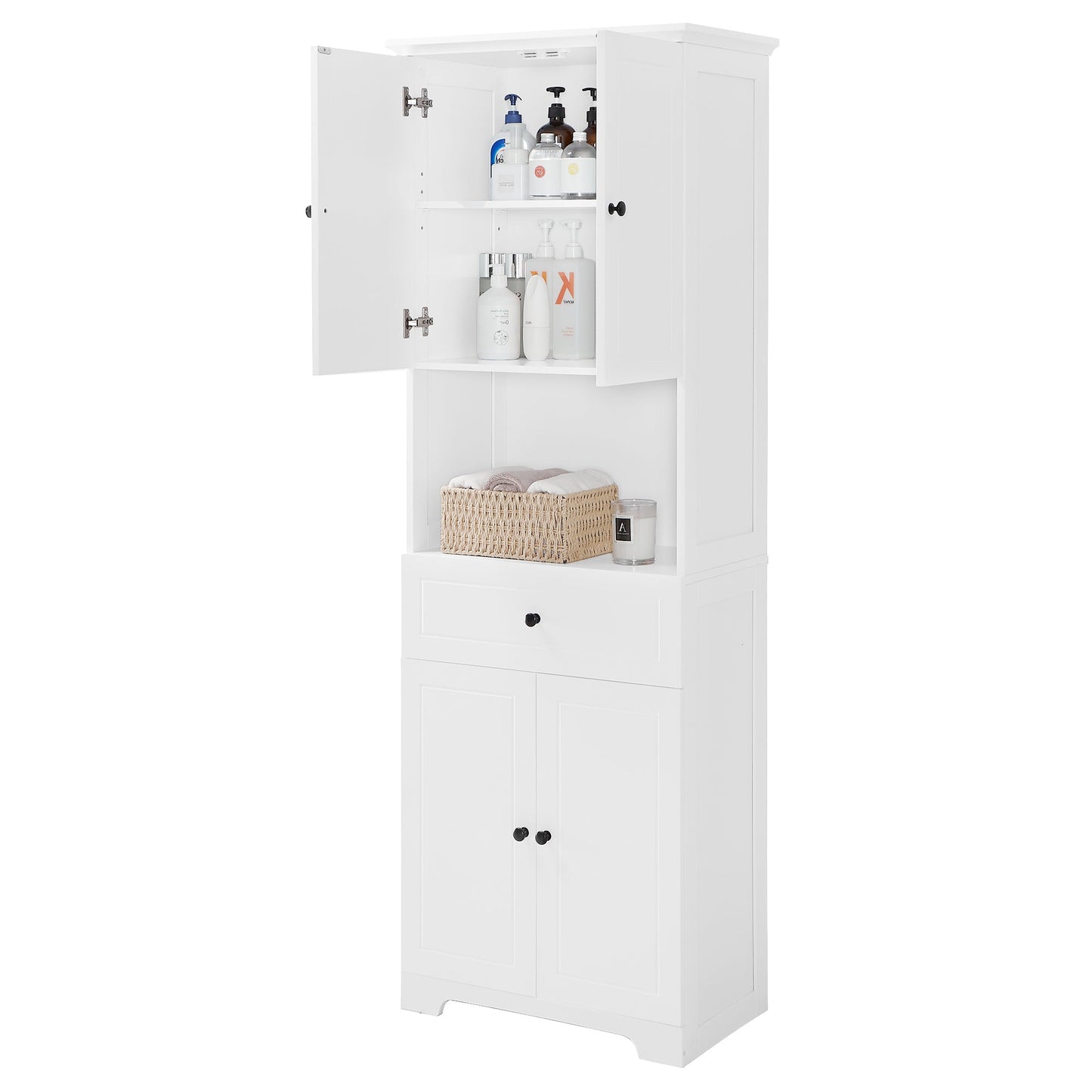Elegant Tall Bathroom Cabinet with Ample Storage Space