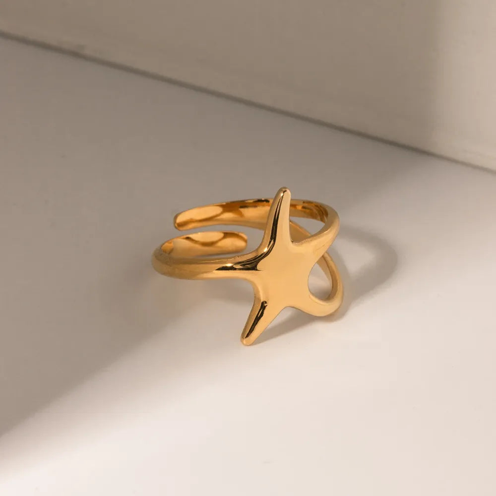 Gold-Plated Stainless Steel Star Ring - Korvel
