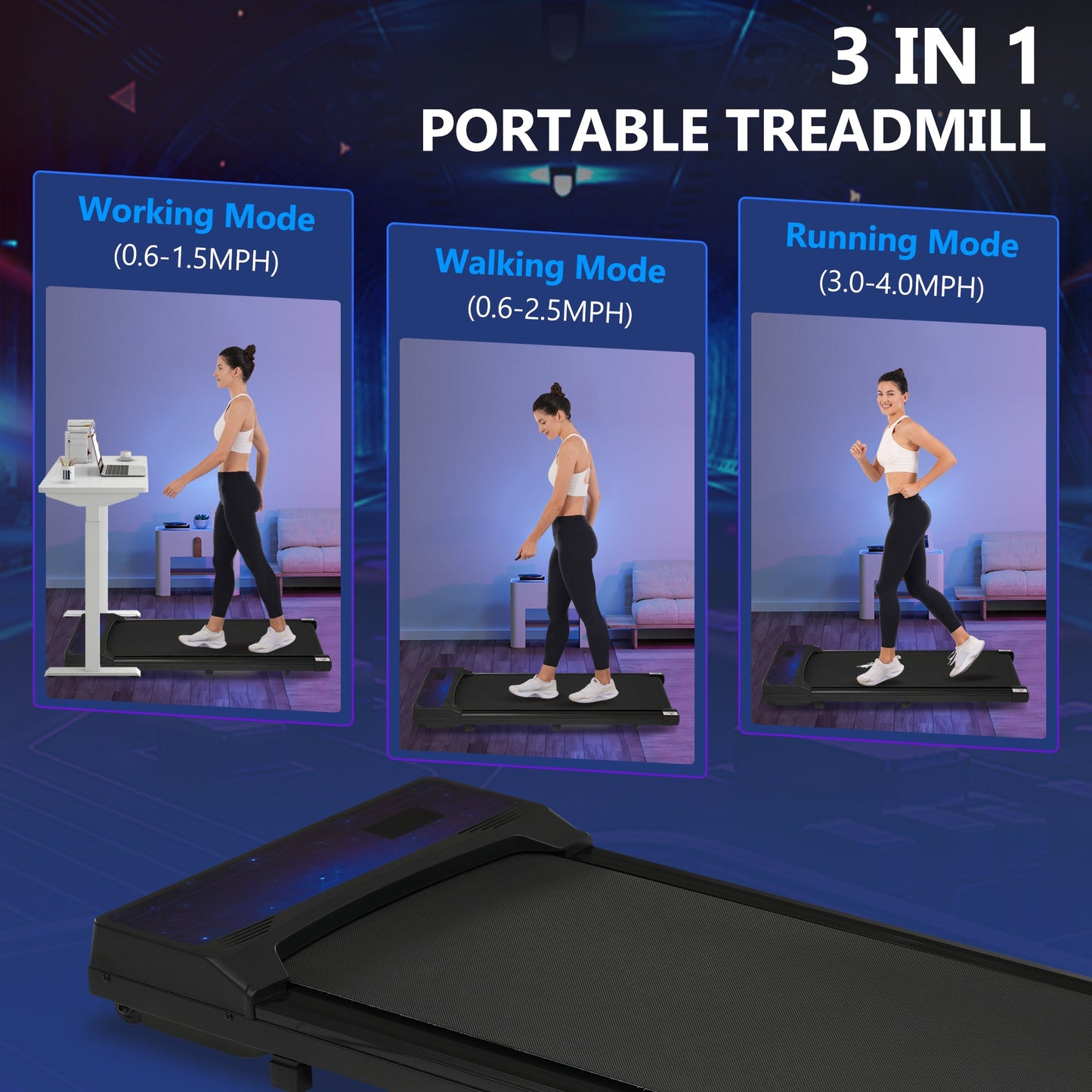 8.10 Under Desk Treadmill - 2.5HP, 300LBS Capacity