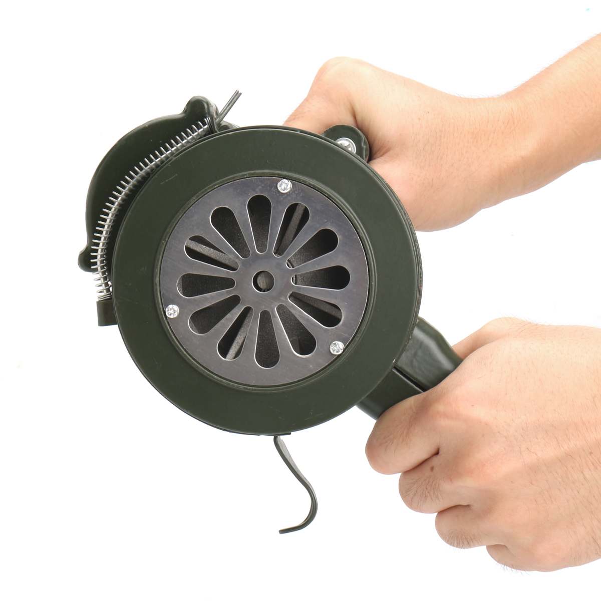 110dB Green Aluminium alloy Crank Hand Operated Air Raid Emergency Safety Alarm Buzzer Home Self Protection Security - Korvel