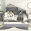 Full Size Platform Bed with Trundle and Shelves Gray - Korvel