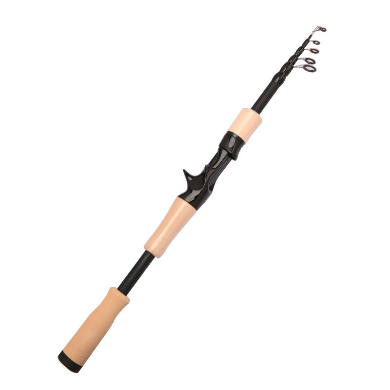 1.5 - 2.4M Telescopic Carbon Fishing Rod Rotary Baitcasting (8 - 25g) with Wooden Handle - Korvel