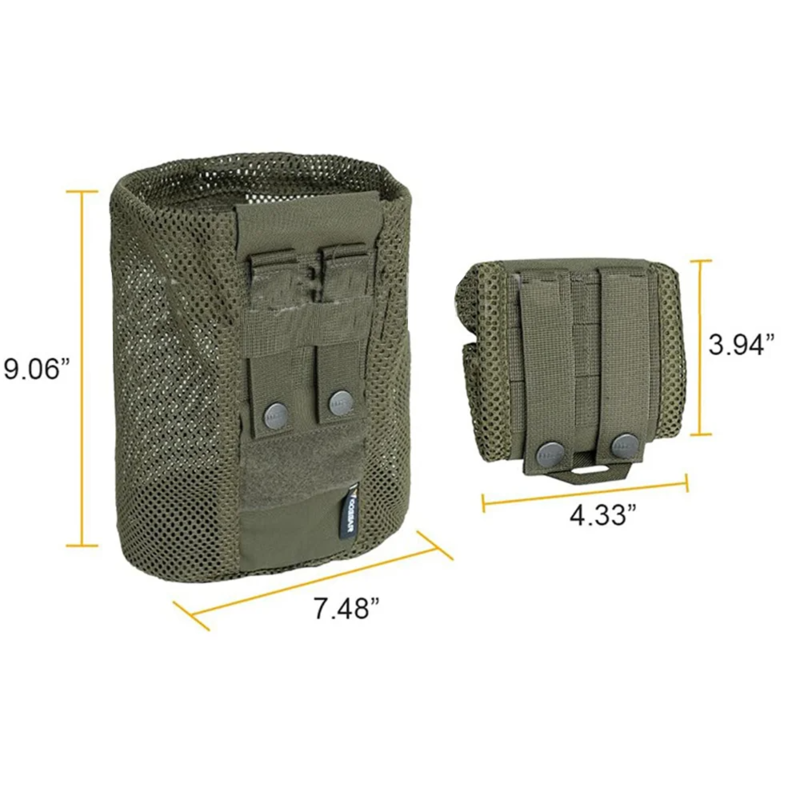 Tactical Dump Pouch Foldable High Capacity Nylon Mesh MOLLE Belt Compatible Lightweight Durable - Korvel