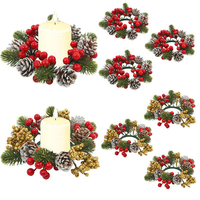 Christmas wreath desktop home decoration simulation pine cone ornament Christmas flower candle holder - Korvel