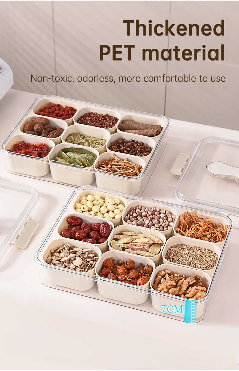 Design Sealed Snackle Storage Box With 9pcs Divider Plastic Divided Veggie Tray With Lid And Handle - Korvel