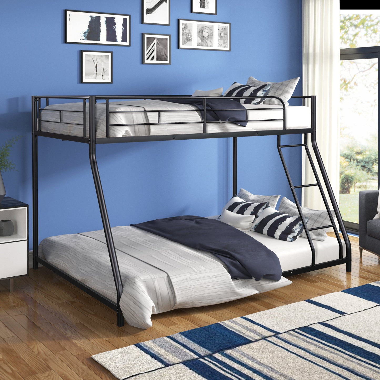 Metal Twin over Full Bunk Bed/ Heavy-duty Sturdy Metal/ Noise Reduced/ Safety Guardrail/ CPC Certified/ No Box Spring Needed - Korvel