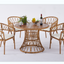 Outdoor dining set of 5 simple bamboo dinning table  PE ratten round table 110CM plastic wood top - Korvel