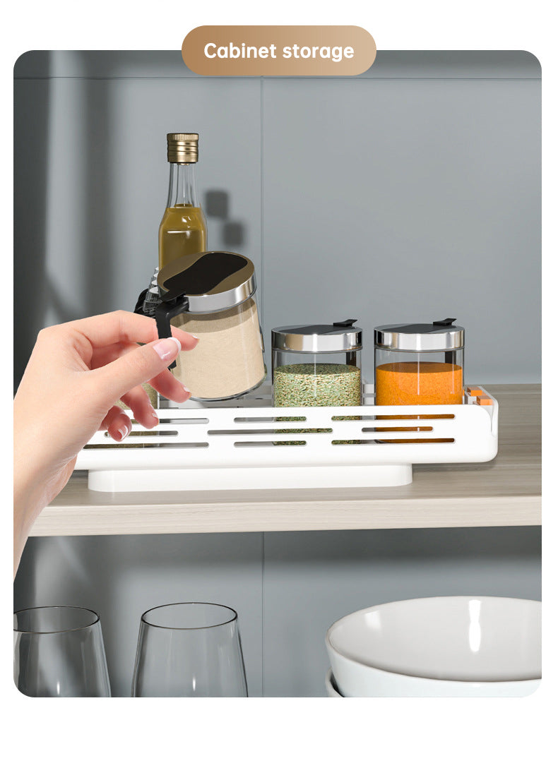 Pull out Rotating Spice Rack Organizer for Cabinet Rotate Makeup Organizer Slide Bottle Box Holder Plastic Seasoning Spice Rack - Korvel