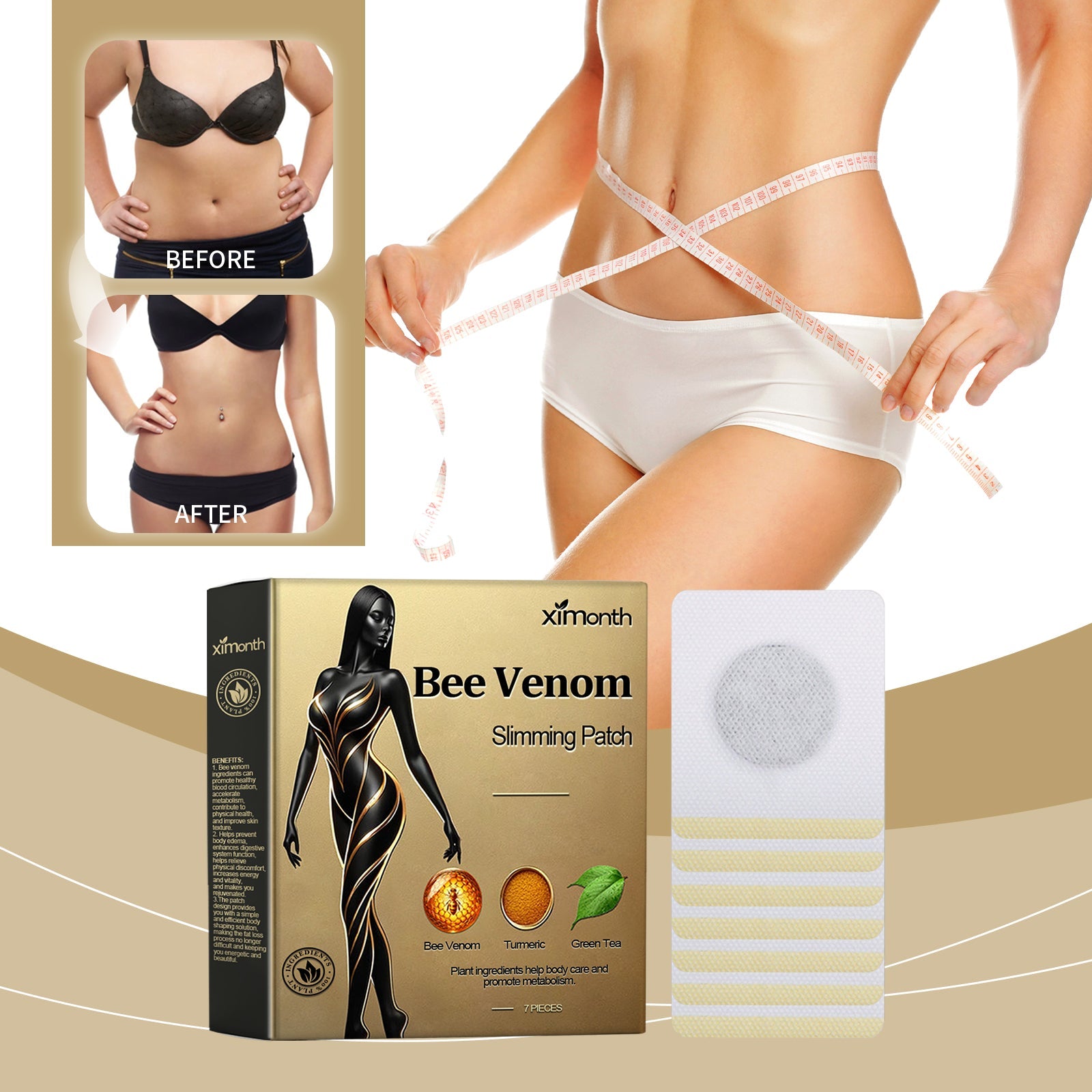 Beesvenom Body Shaping Patch, Shaping And Firming Body, Skin, Belly, Meat, Slim Body, Light, Beautiful And Considerate - Korvel