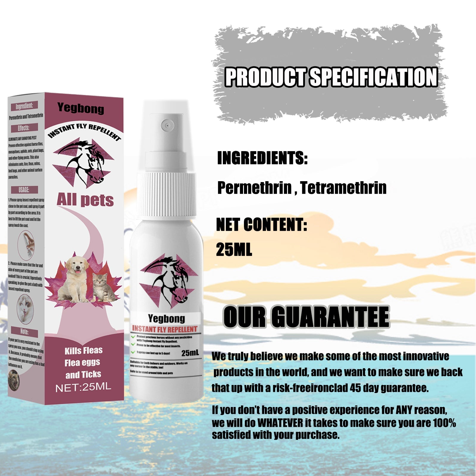Pet Repellent, Flea Removal For Cats And Dogs External Tick And Tick Anti-Itch Spray For Cats And Dogs - Korvel