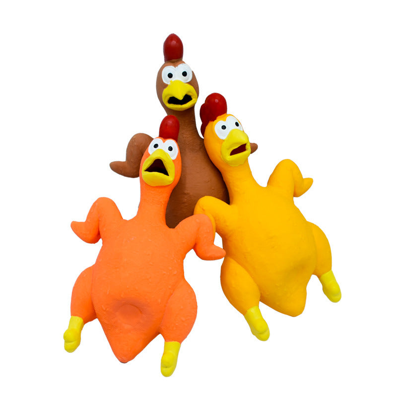 Pet Dog Toy Squeaky Chicken Latex Chew-Resistant for Large and Medium Dogs Boredom Relief Sound-Making Toy for Puppies - Korvel